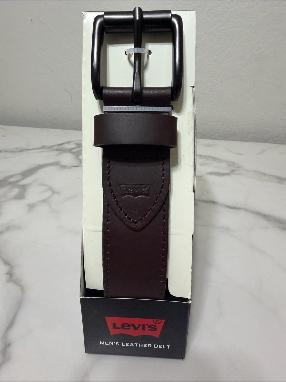 Levi's Dark Brown Leather Men's Belt with Matte Black Buckle Size XL